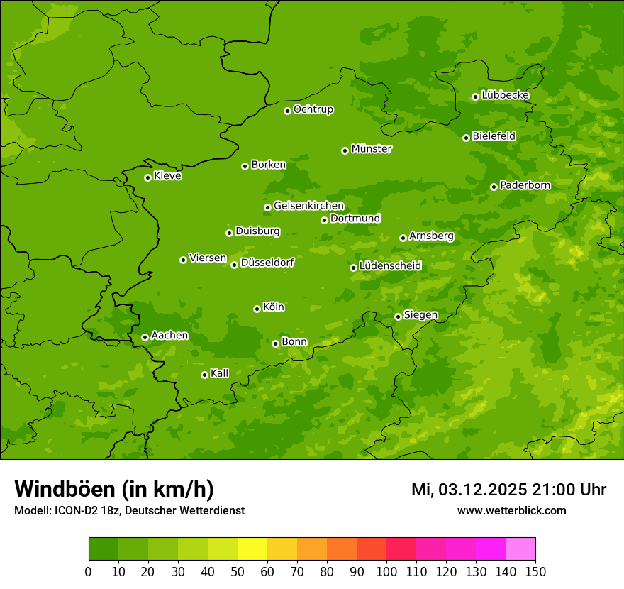 Modellkarten Windgeschwindigkeit