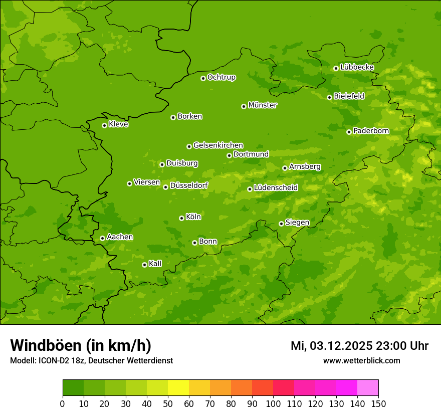 Modellkarten Windgeschwindigkeit