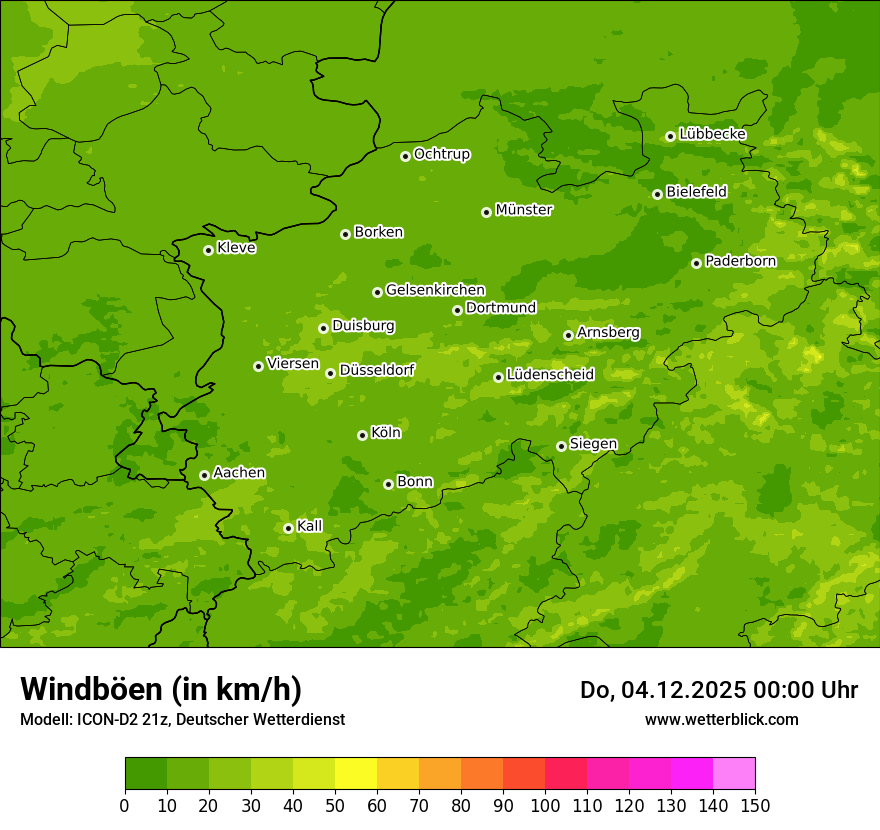Modellkarten Windgeschwindigkeit