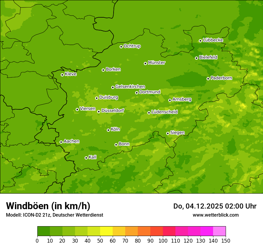 Modellkarten Windgeschwindigkeit