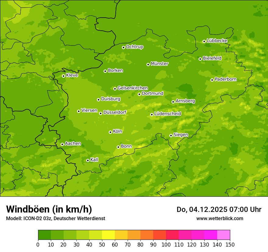 Modellkarten Windgeschwindigkeit