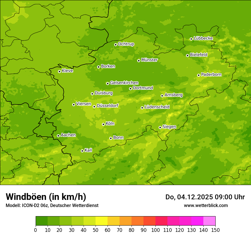 Modellkarten Windgeschwindigkeit