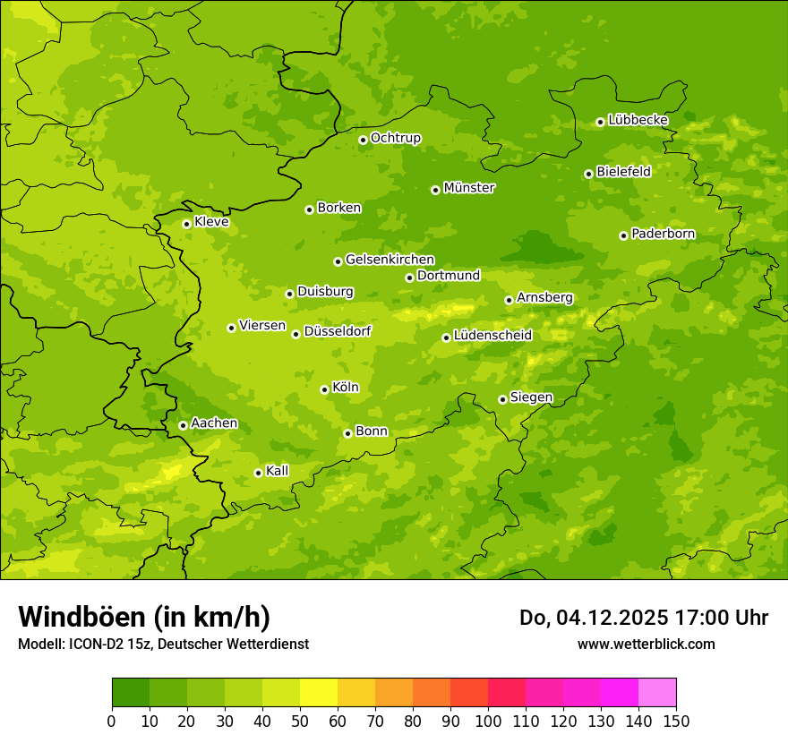 Modellkarten Windgeschwindigkeit