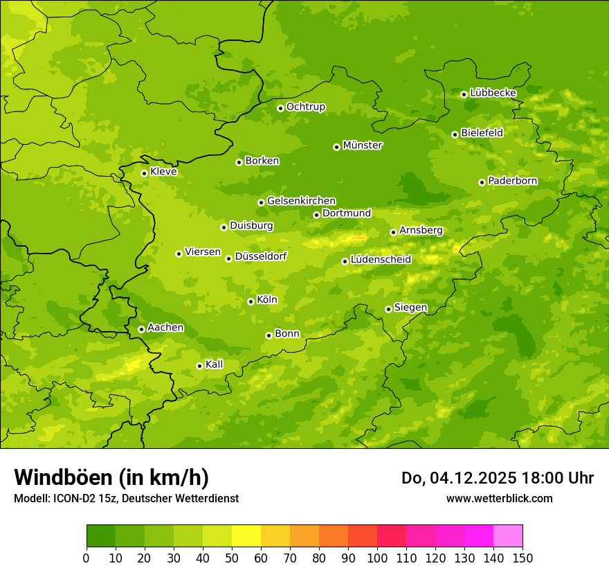 Modellkarten Windgeschwindigkeit