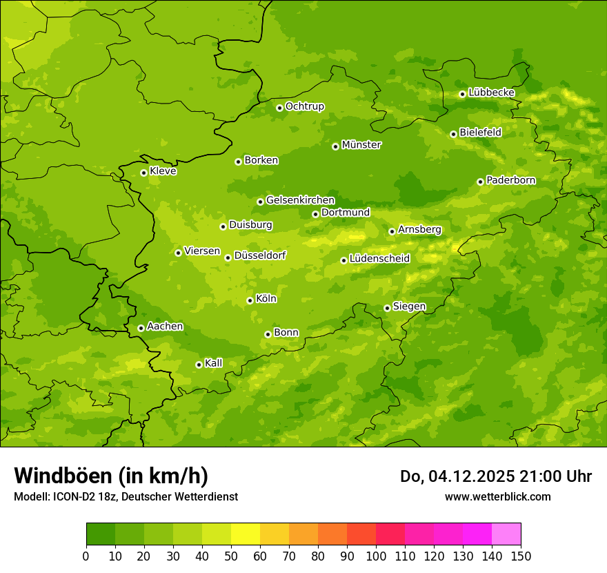 Modellkarten Windgeschwindigkeit