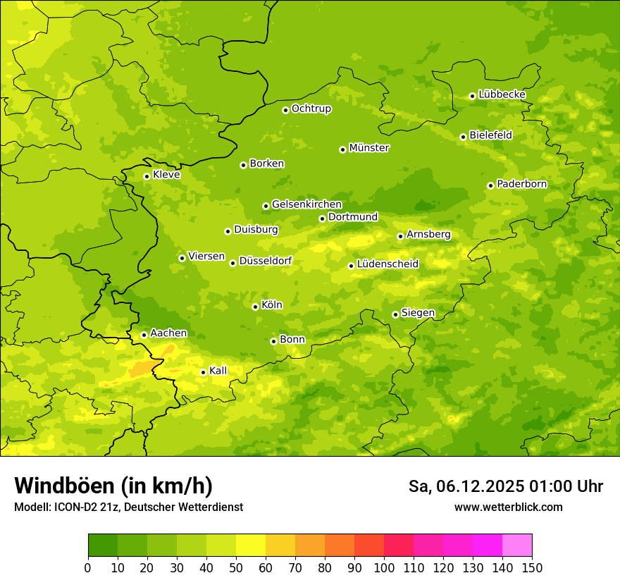 Modellkarten Windgeschwindigkeit