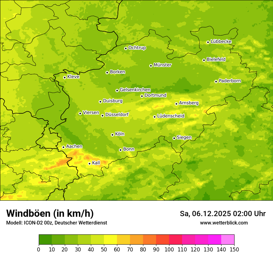 Modellkarten Windgeschwindigkeit