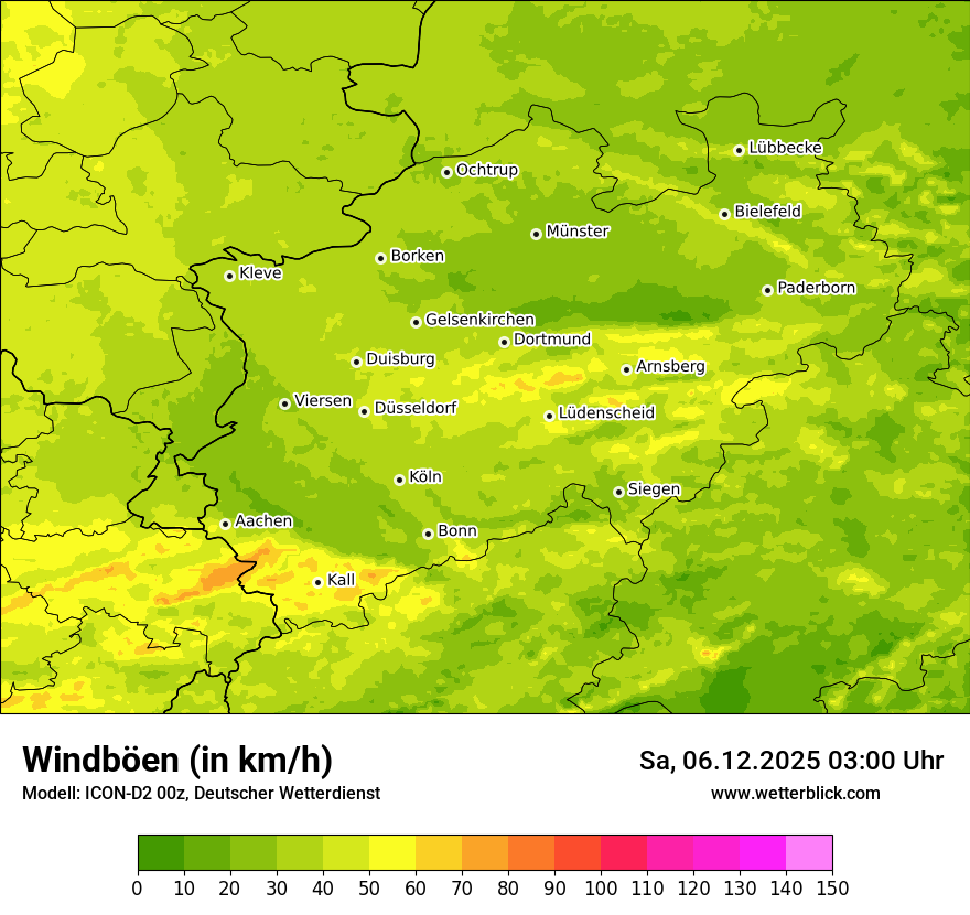 Modellkarten Windgeschwindigkeit