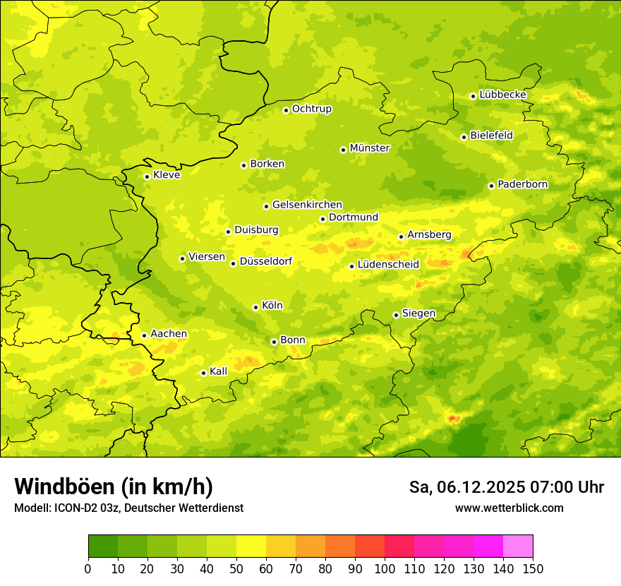 Modellkarten Windgeschwindigkeit