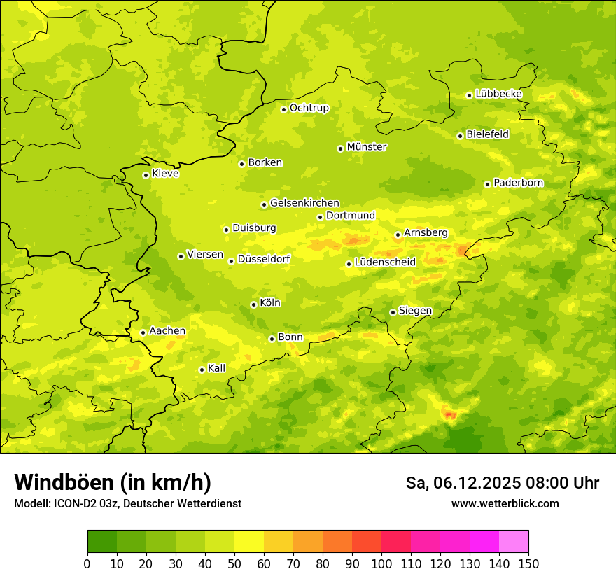 Modellkarten Windgeschwindigkeit
