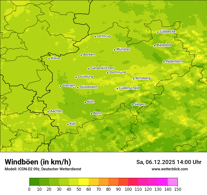 Modellkarten Windgeschwindigkeit
