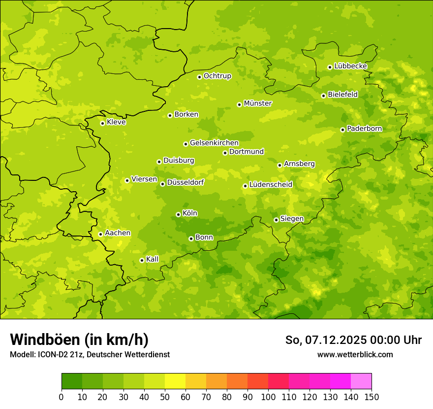 Modellkarten Windgeschwindigkeit