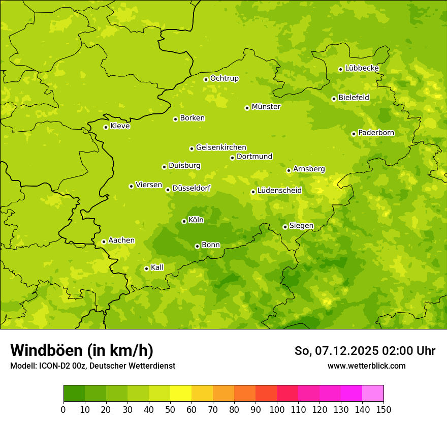 Modellkarten Windgeschwindigkeit