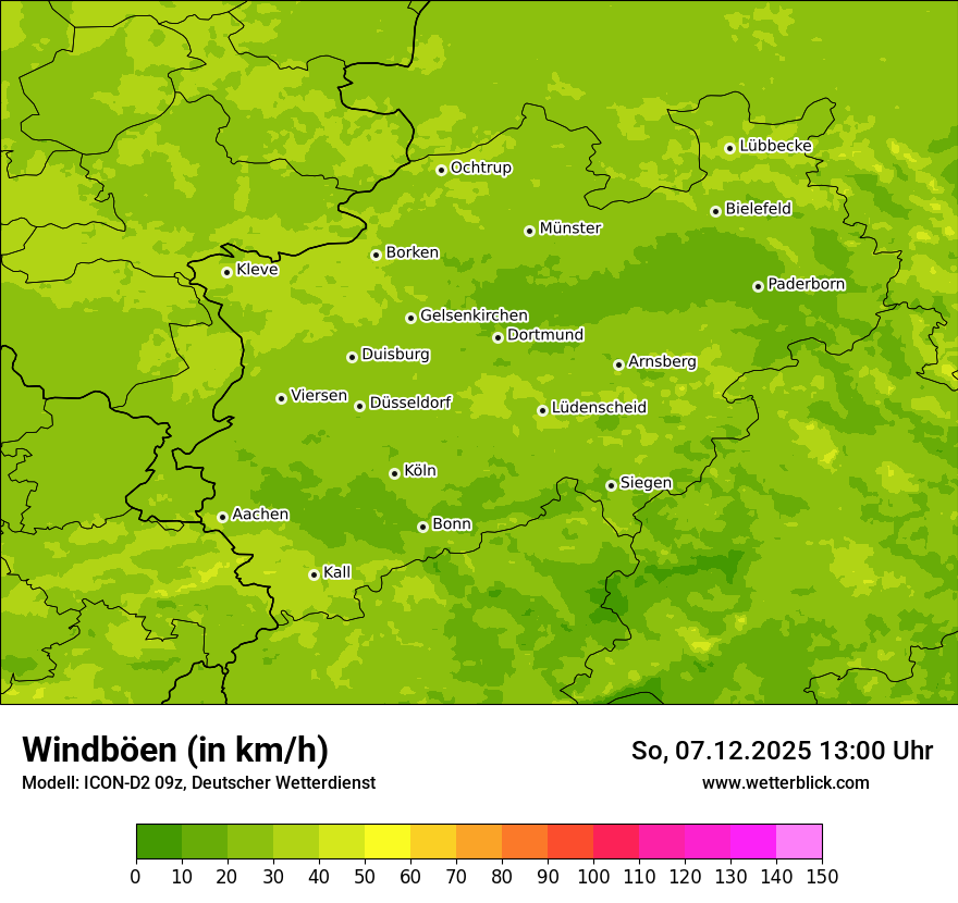 Modellkarten Windgeschwindigkeit