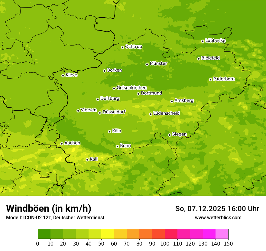 Modellkarten Windgeschwindigkeit