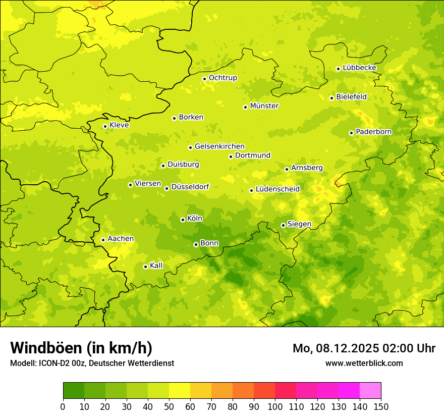 Modellkarten Windgeschwindigkeit