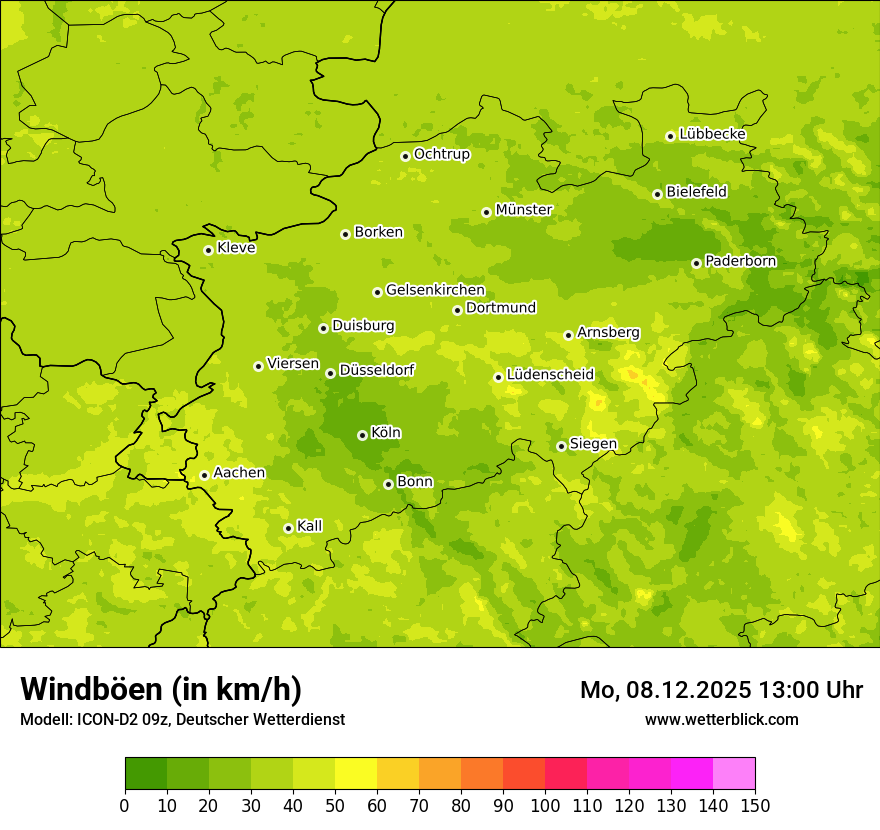 Modellkarten Windgeschwindigkeit