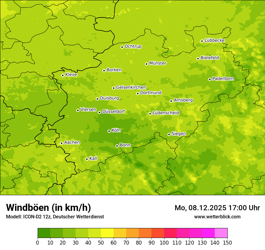 Modellkarten Windgeschwindigkeit