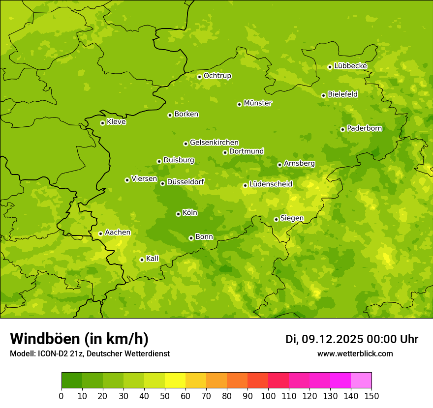 Modellkarten Windgeschwindigkeit