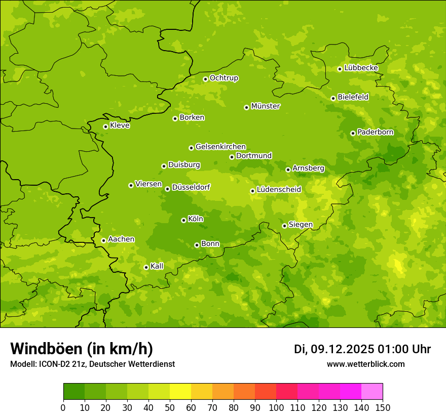 Modellkarten Windgeschwindigkeit