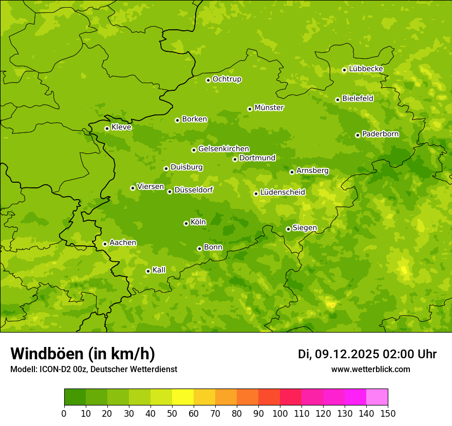 Modellkarten Windgeschwindigkeit