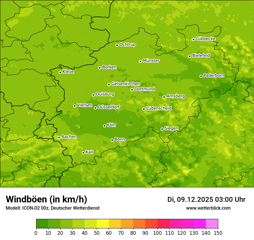 Modellkarten Windgeschwindigkeit