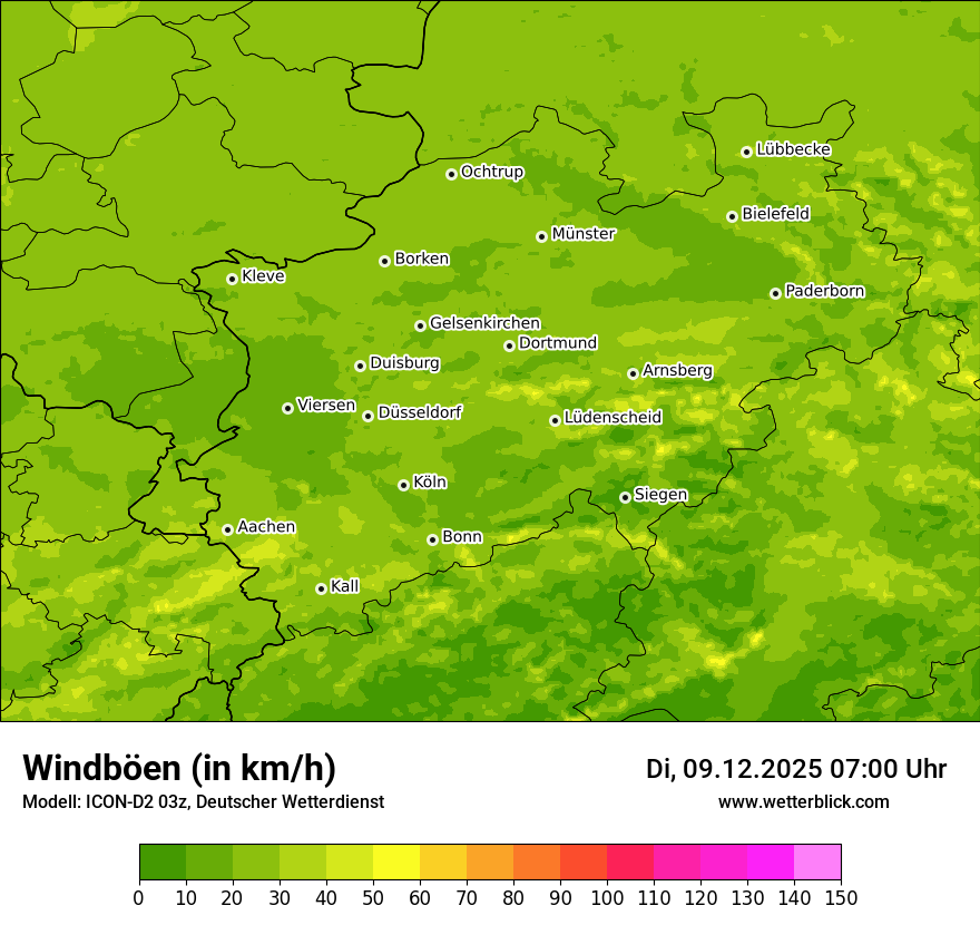 Modellkarten Windgeschwindigkeit
