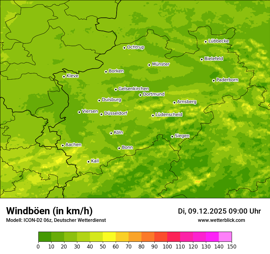 Modellkarten Windgeschwindigkeit