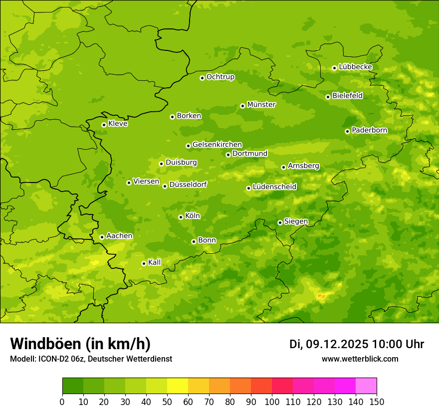 Modellkarten Windgeschwindigkeit