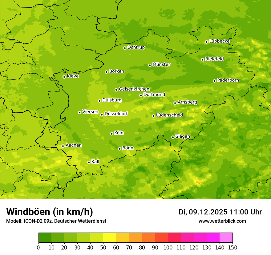 Modellkarten Windgeschwindigkeit