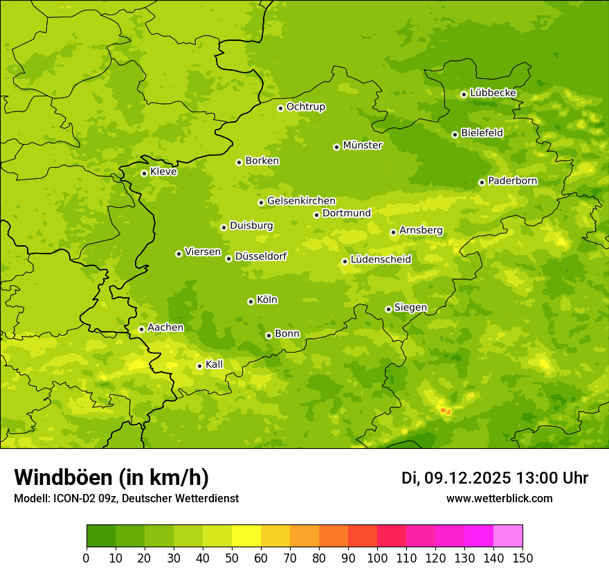 Modellkarten Windgeschwindigkeit