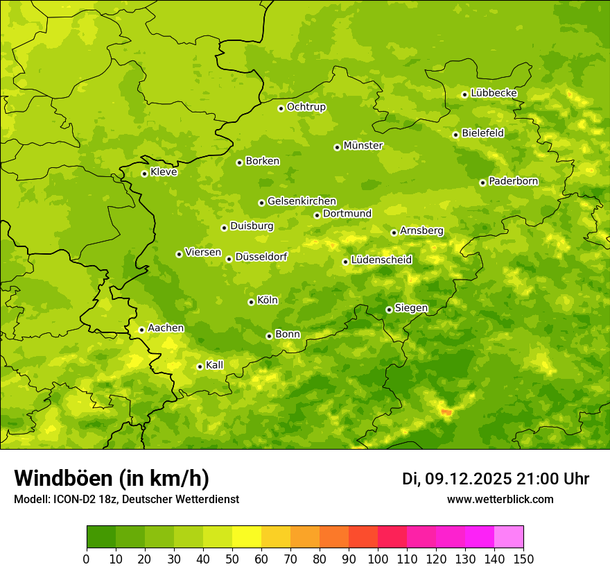 Modellkarten Windgeschwindigkeit