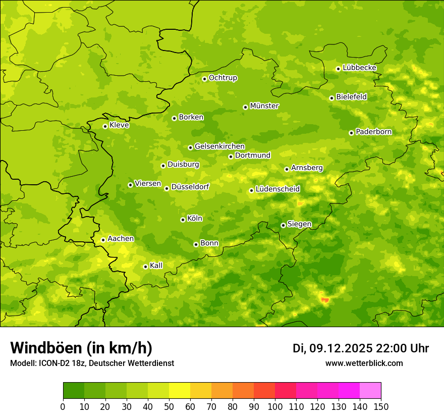 Modellkarten Windgeschwindigkeit