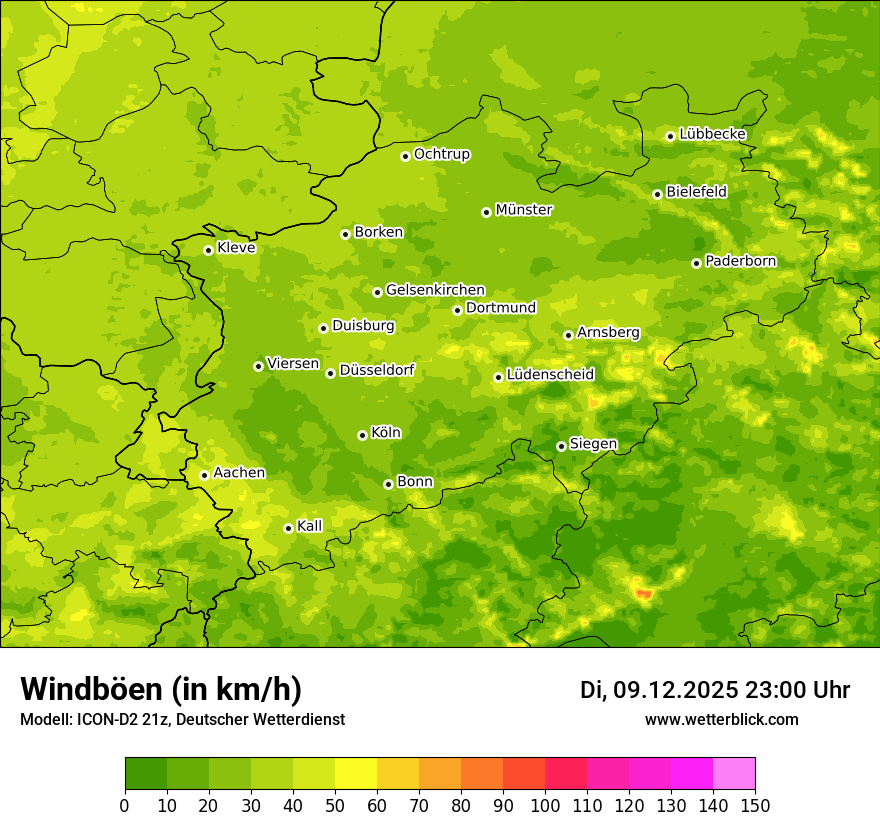 Modellkarten Windgeschwindigkeit