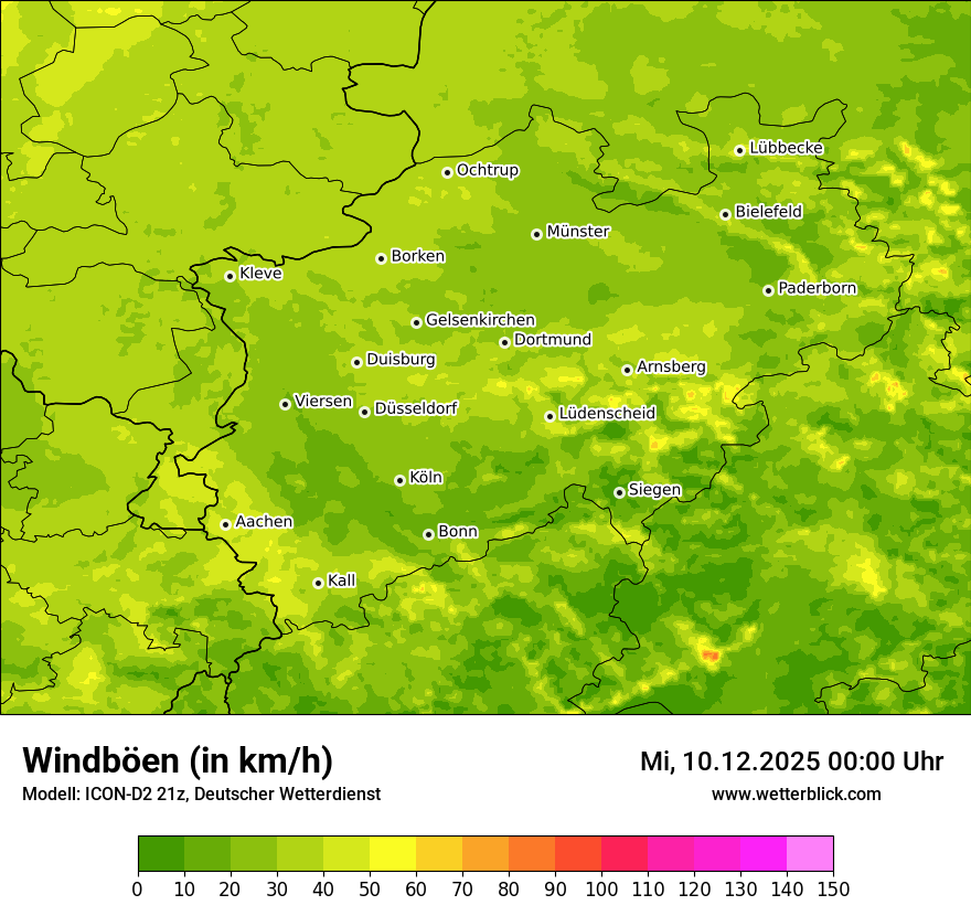 Modellkarten Windgeschwindigkeit