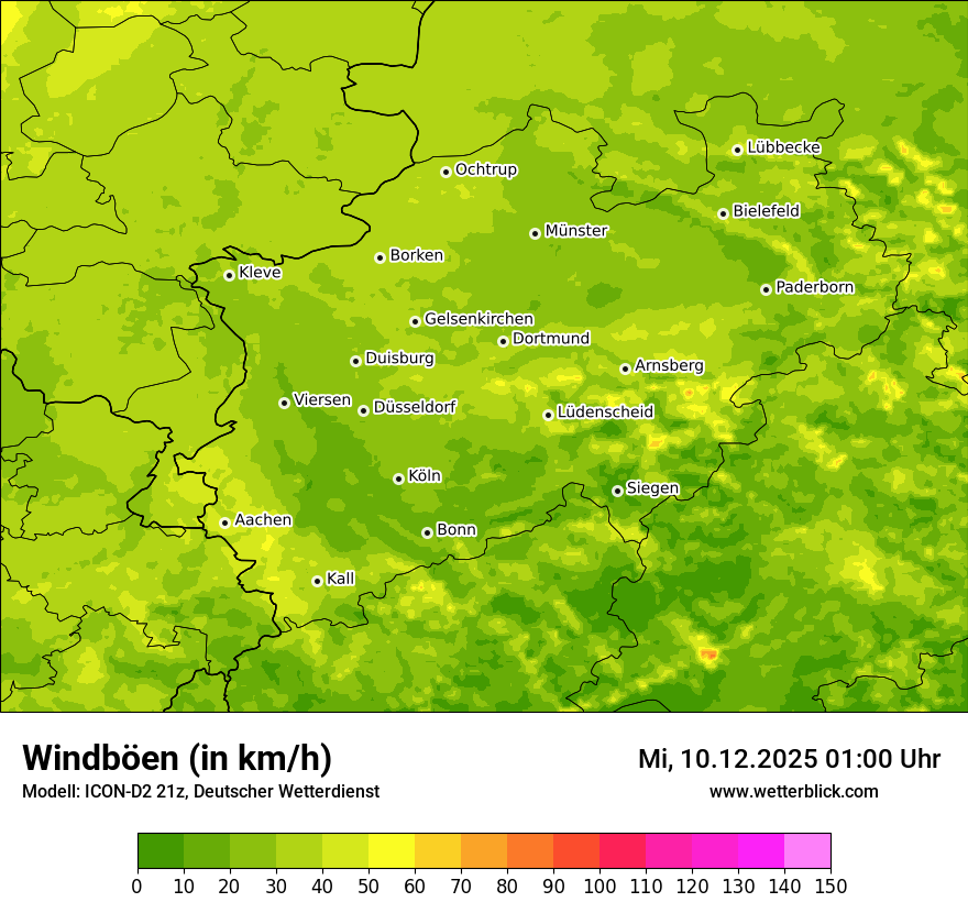 Modellkarten Windgeschwindigkeit