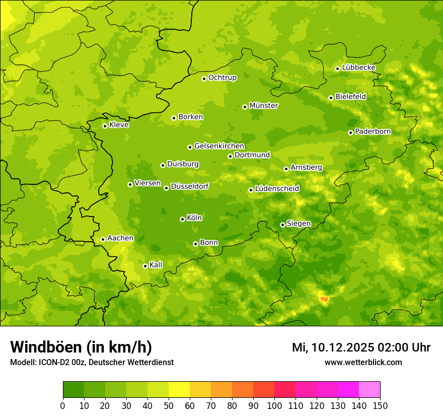 Modellkarten Windgeschwindigkeit