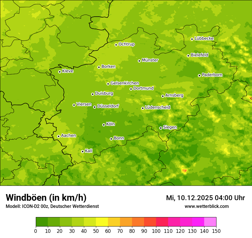 Modellkarten Windgeschwindigkeit