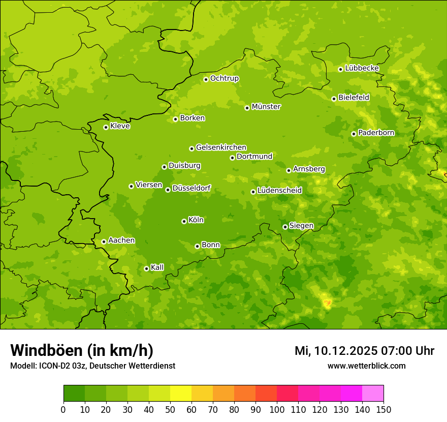 Modellkarten Windgeschwindigkeit