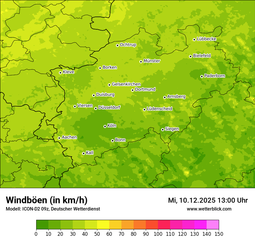 Modellkarten Windgeschwindigkeit