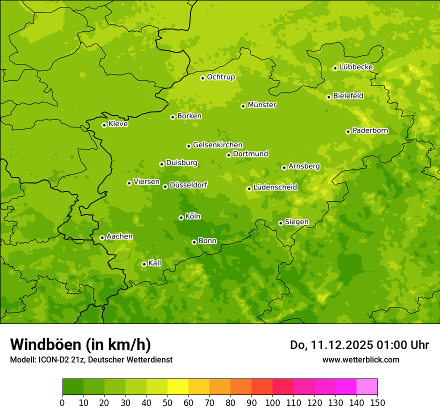 Modellkarten Windgeschwindigkeit