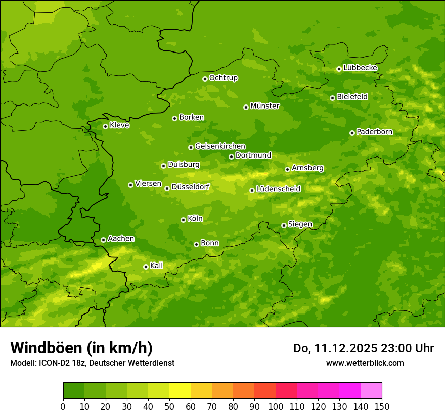 Modellkarten Windgeschwindigkeit