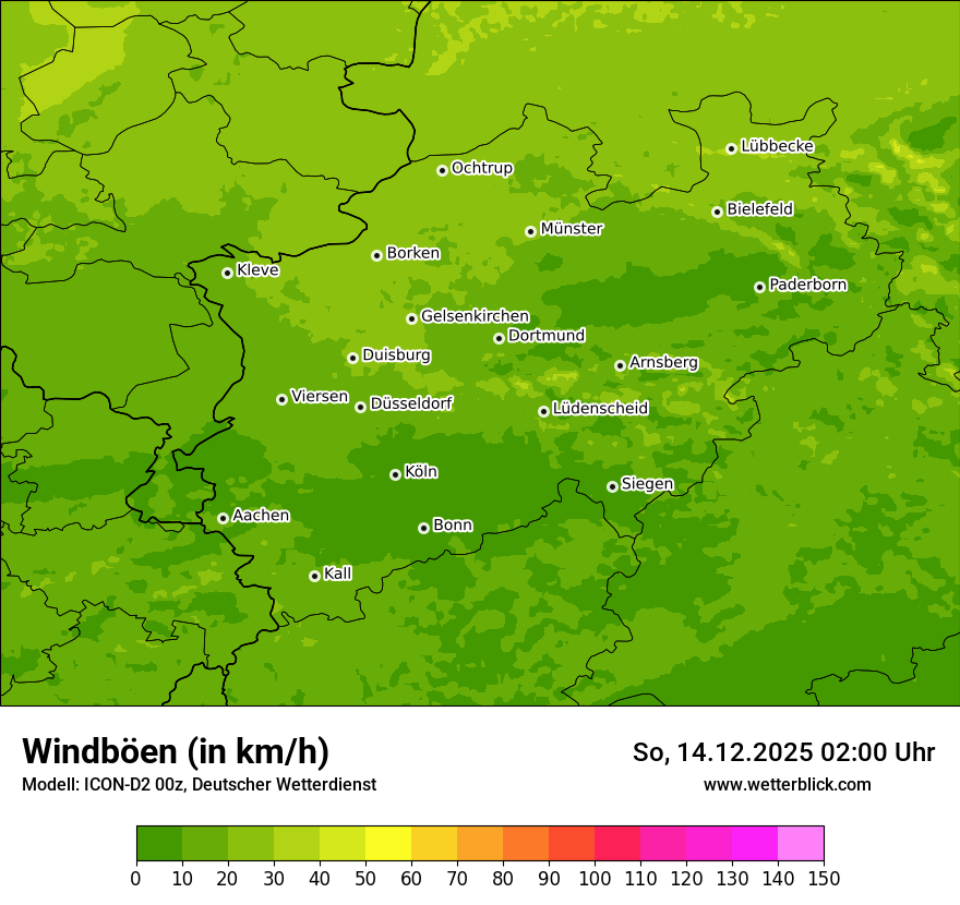 Modellkarten Windgeschwindigkeit