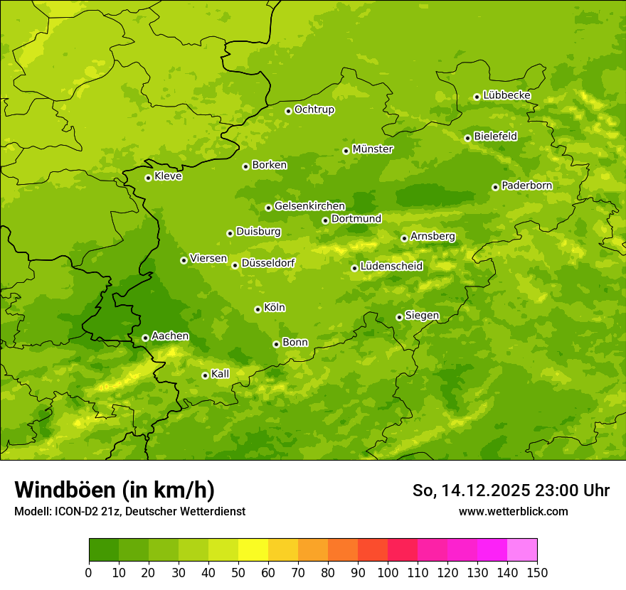 Modellkarten Windgeschwindigkeit
