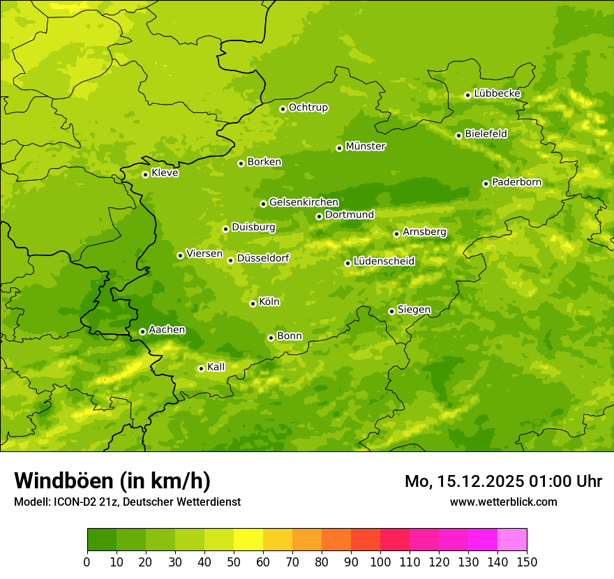 Modellkarten Windgeschwindigkeit