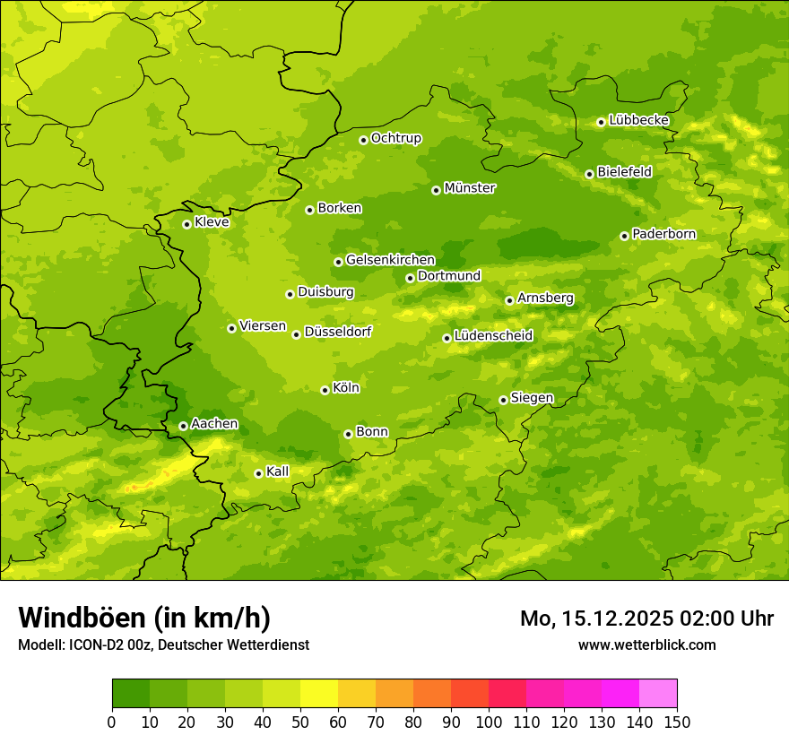 Modellkarten Windgeschwindigkeit