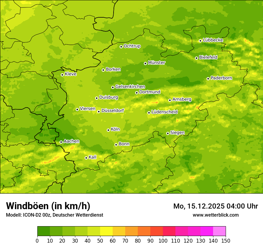 Modellkarten Windgeschwindigkeit
