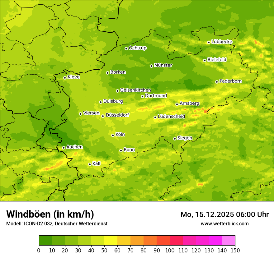 Modellkarten Windgeschwindigkeit