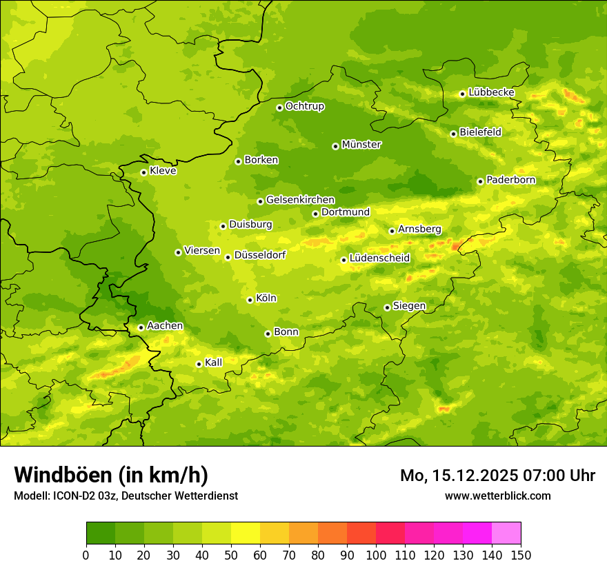 Modellkarten Windgeschwindigkeit