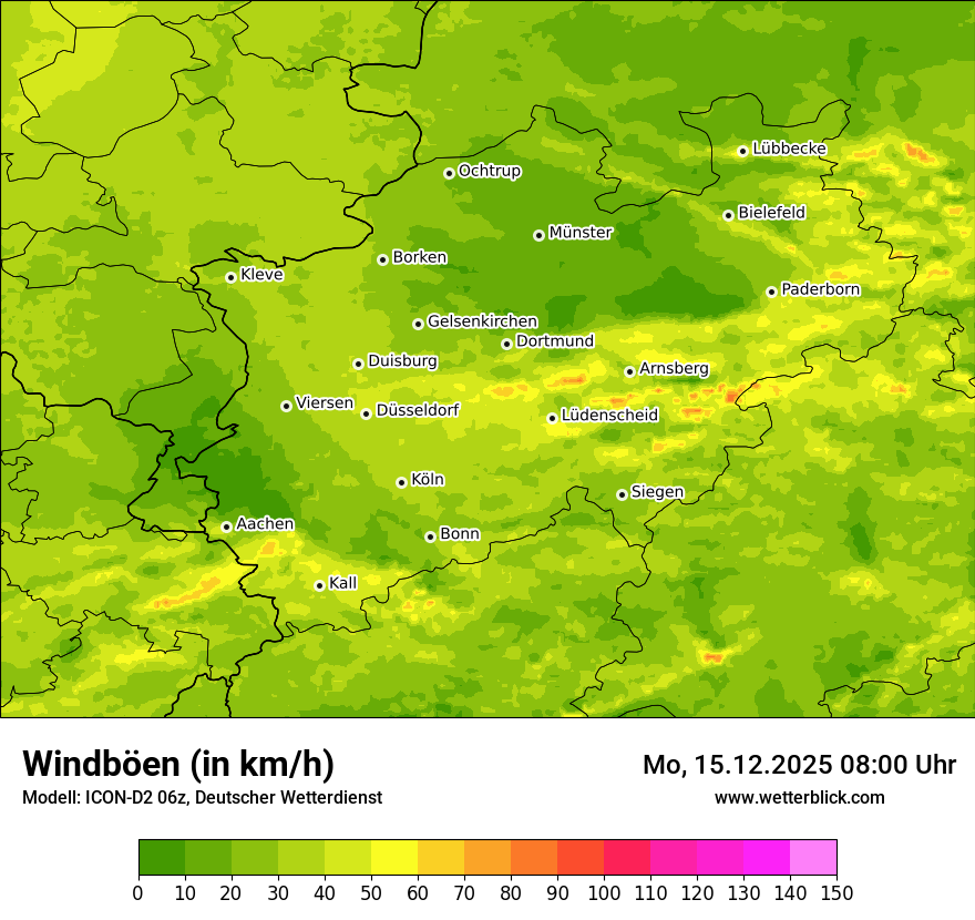 Modellkarten Windgeschwindigkeit